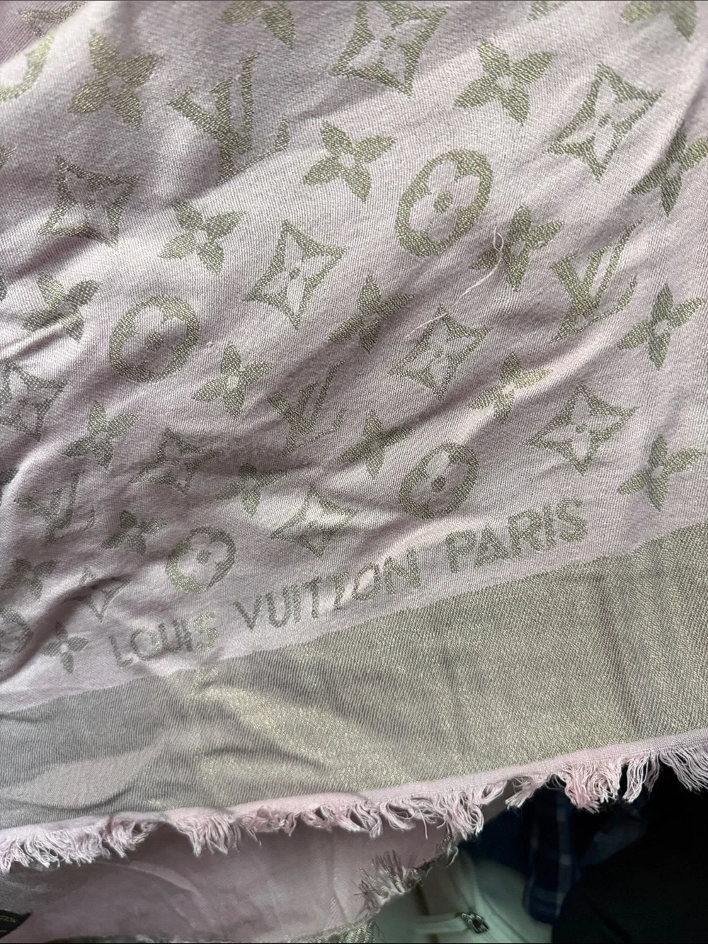 Pink double sided louis vuitton scarf